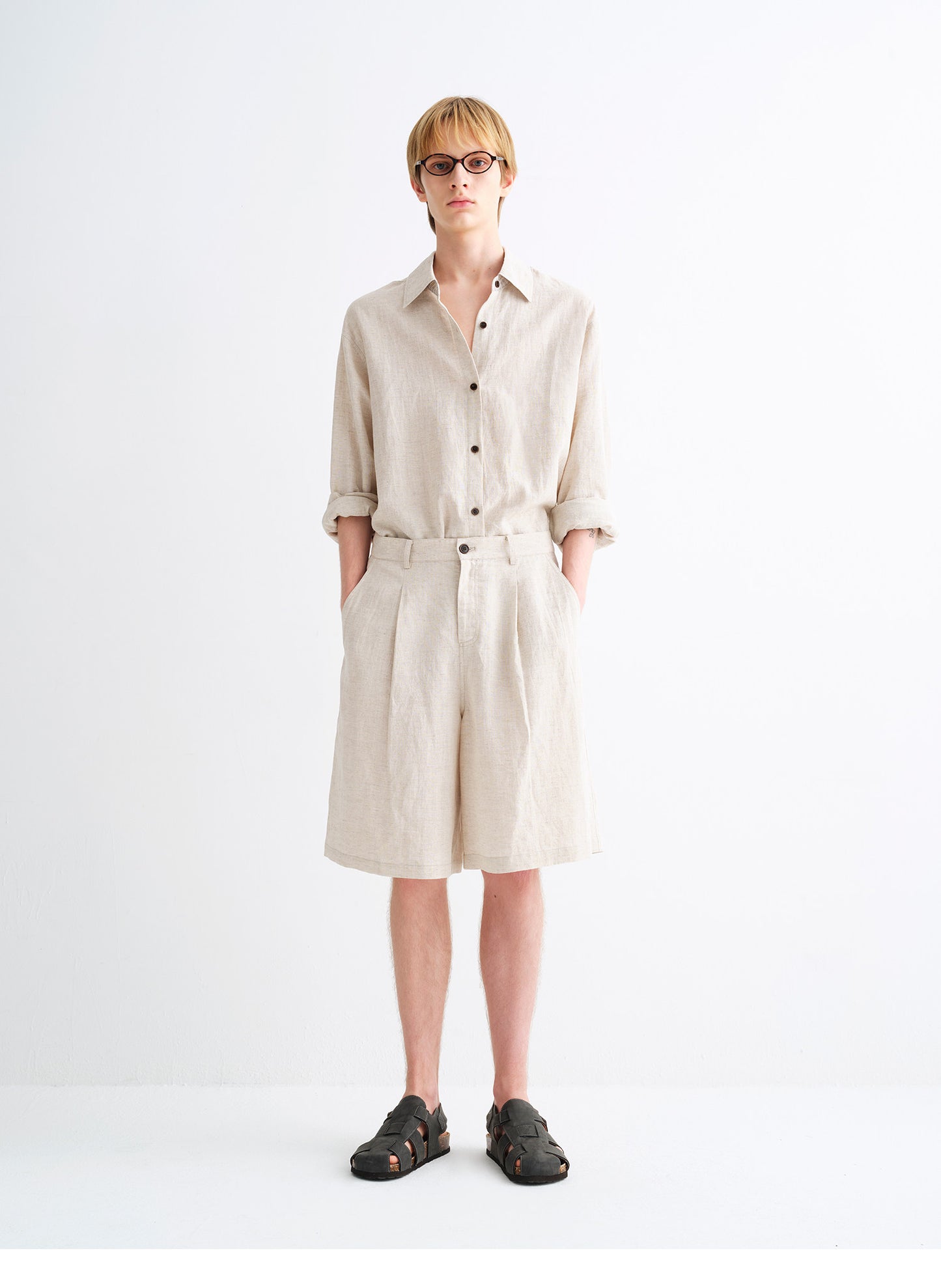 Linen-Blend Loose-Fit Shirt