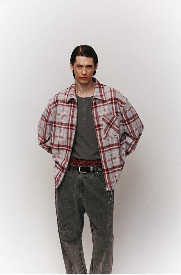 Plaid Shirt Zipper Jacket