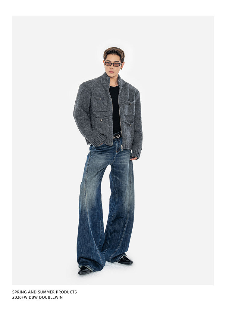 Heavyweight Sweater Jacket with Multiple Pockets