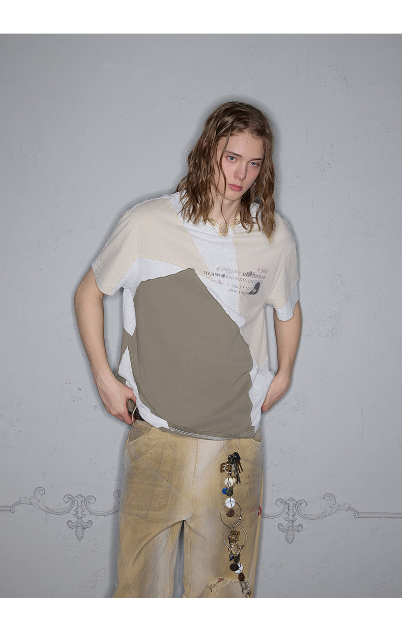 Patchwork Contrast Color T-Shirt