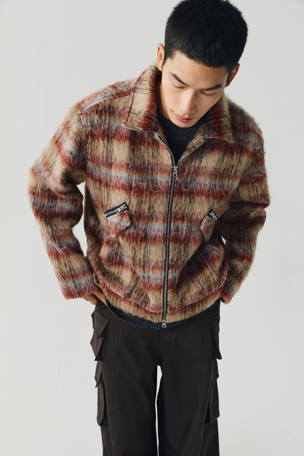 Gradient Check Wool Jacket