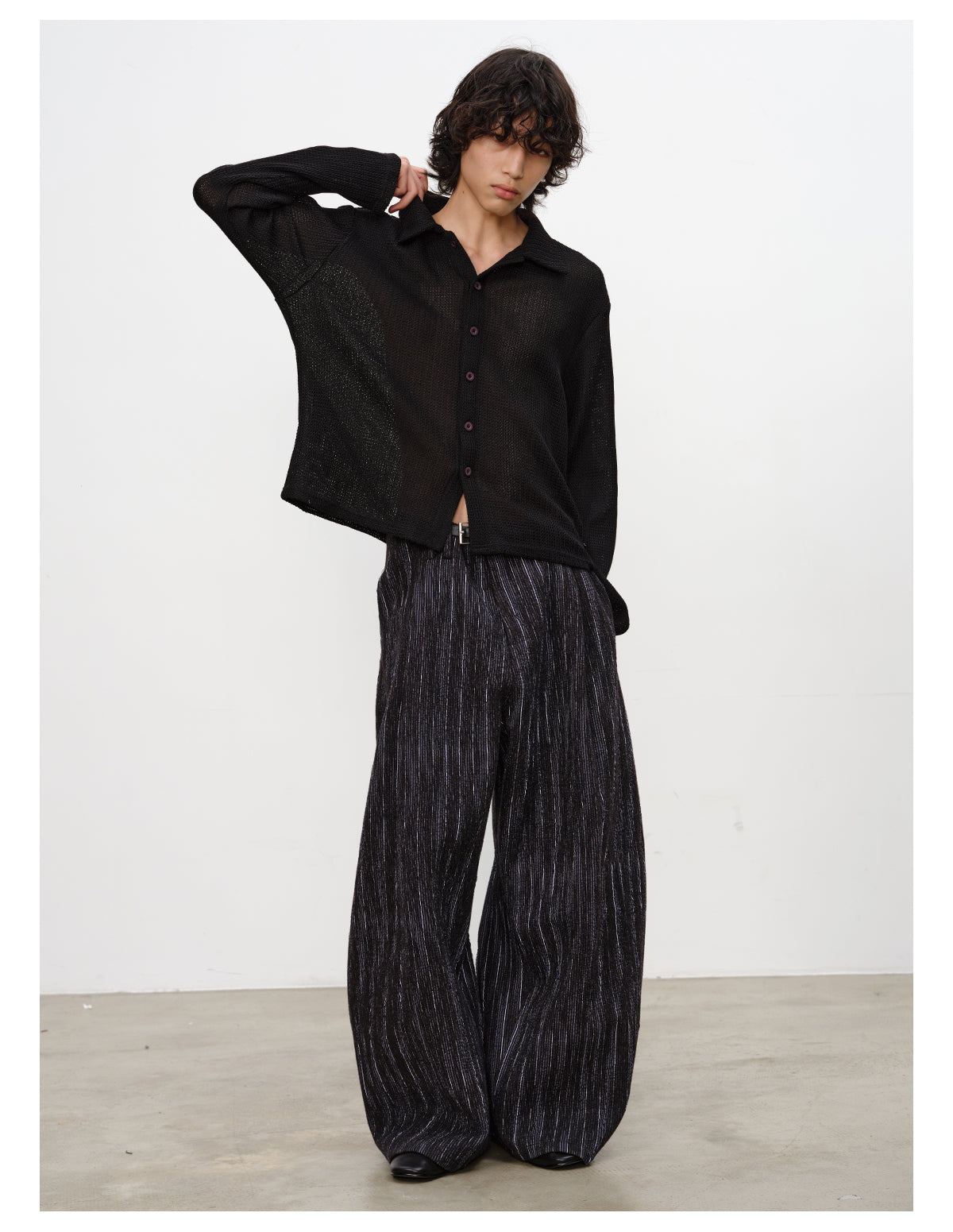 Pleated Jacquard Casual Pants
