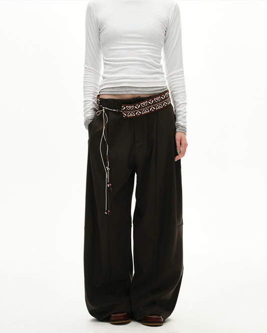 Pleated Pocket Casual Pants