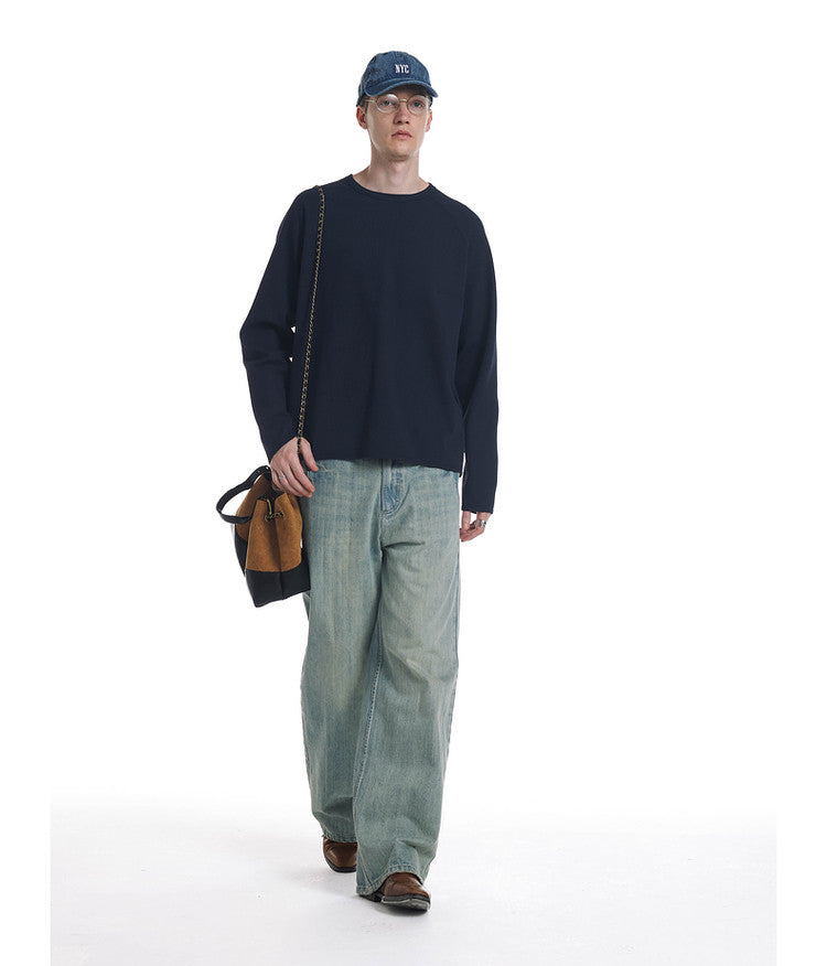 Whisker-Washed Denim Pants