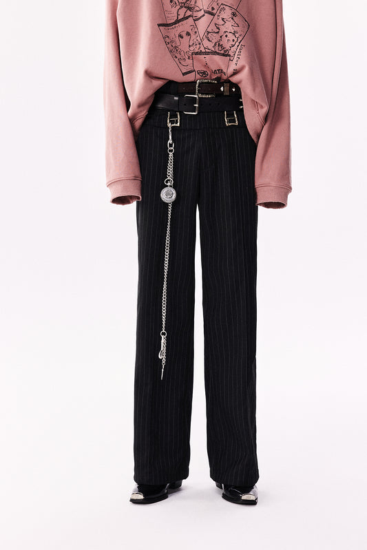 Metal Stripe Straight Casual Pants