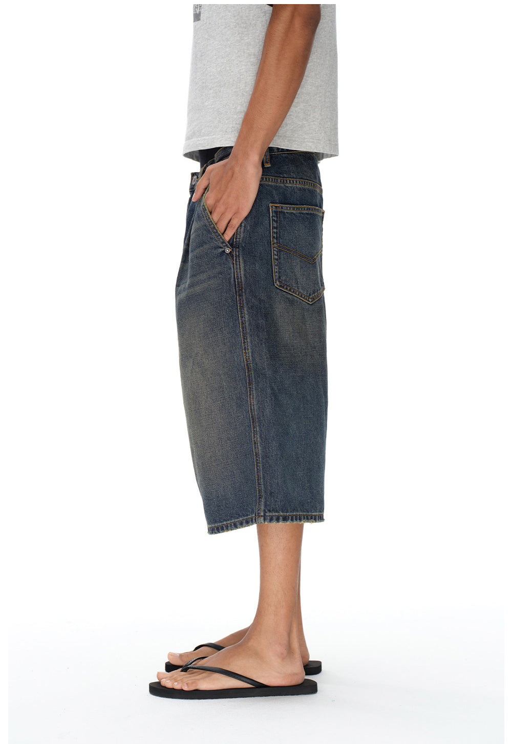 Vintage-Wash Denim Shorts
