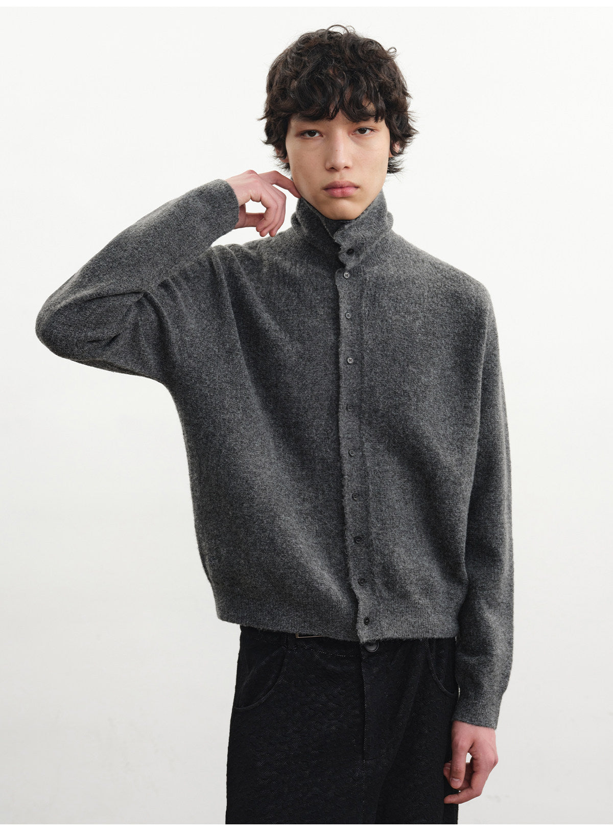 Fitted Turtleneck Cardigan