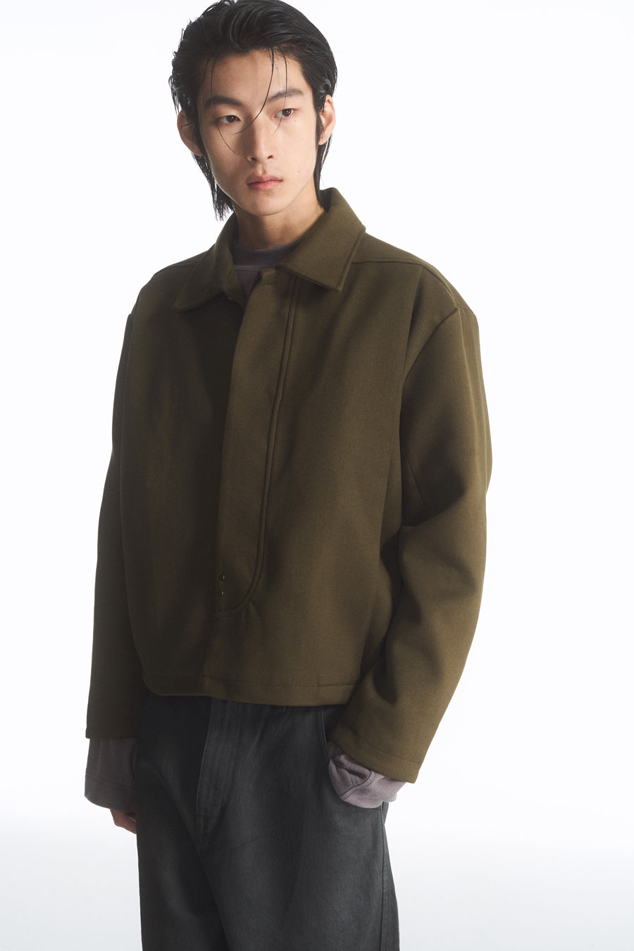 Wool loose-leaf pleated jacket