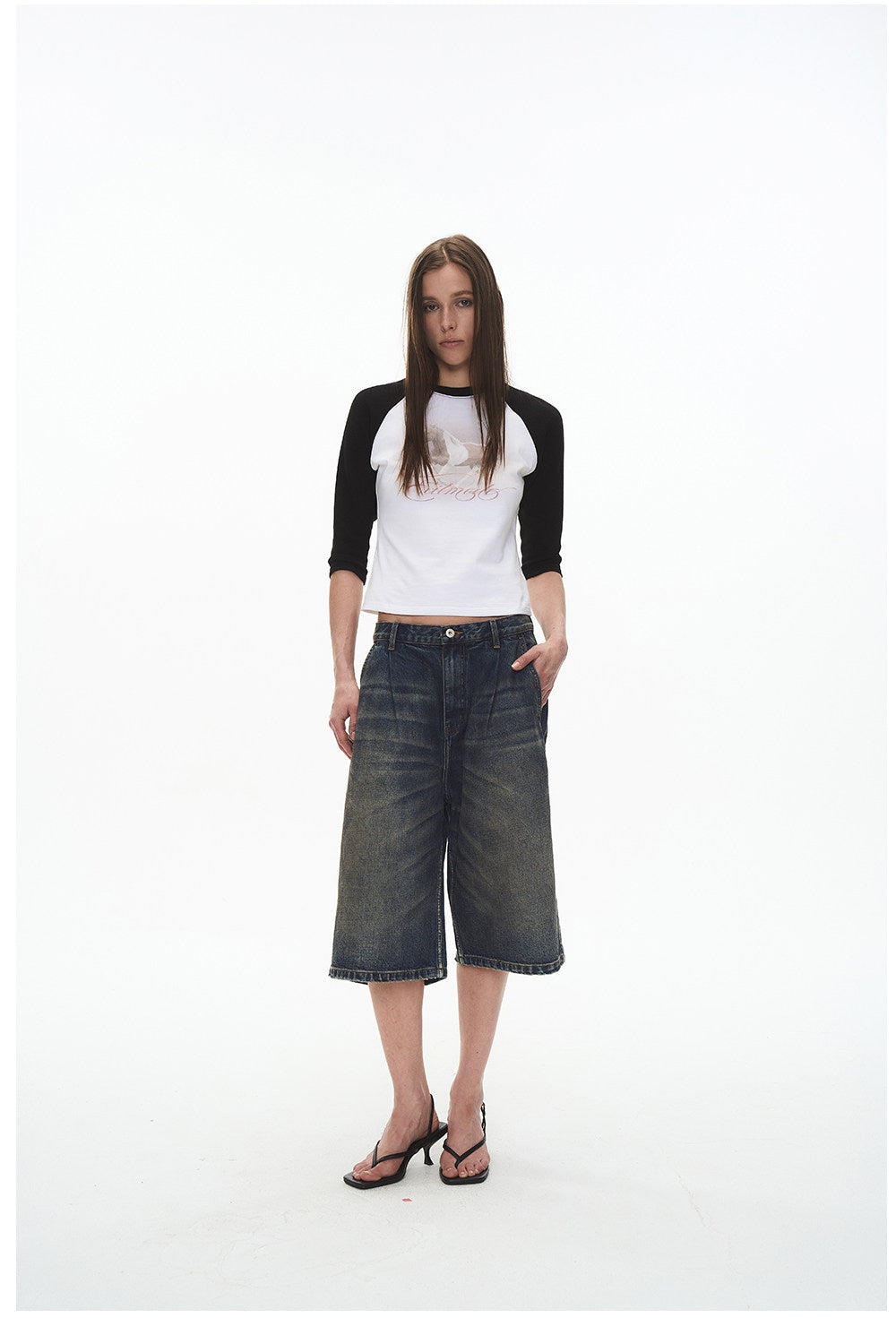 Vintage-Wash Denim Shorts