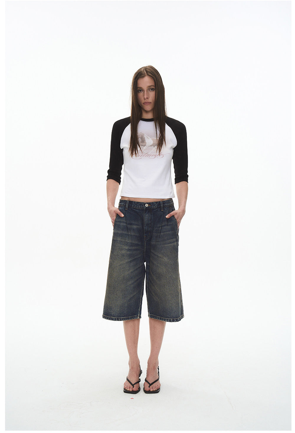 Vintage-Wash Denim Shorts