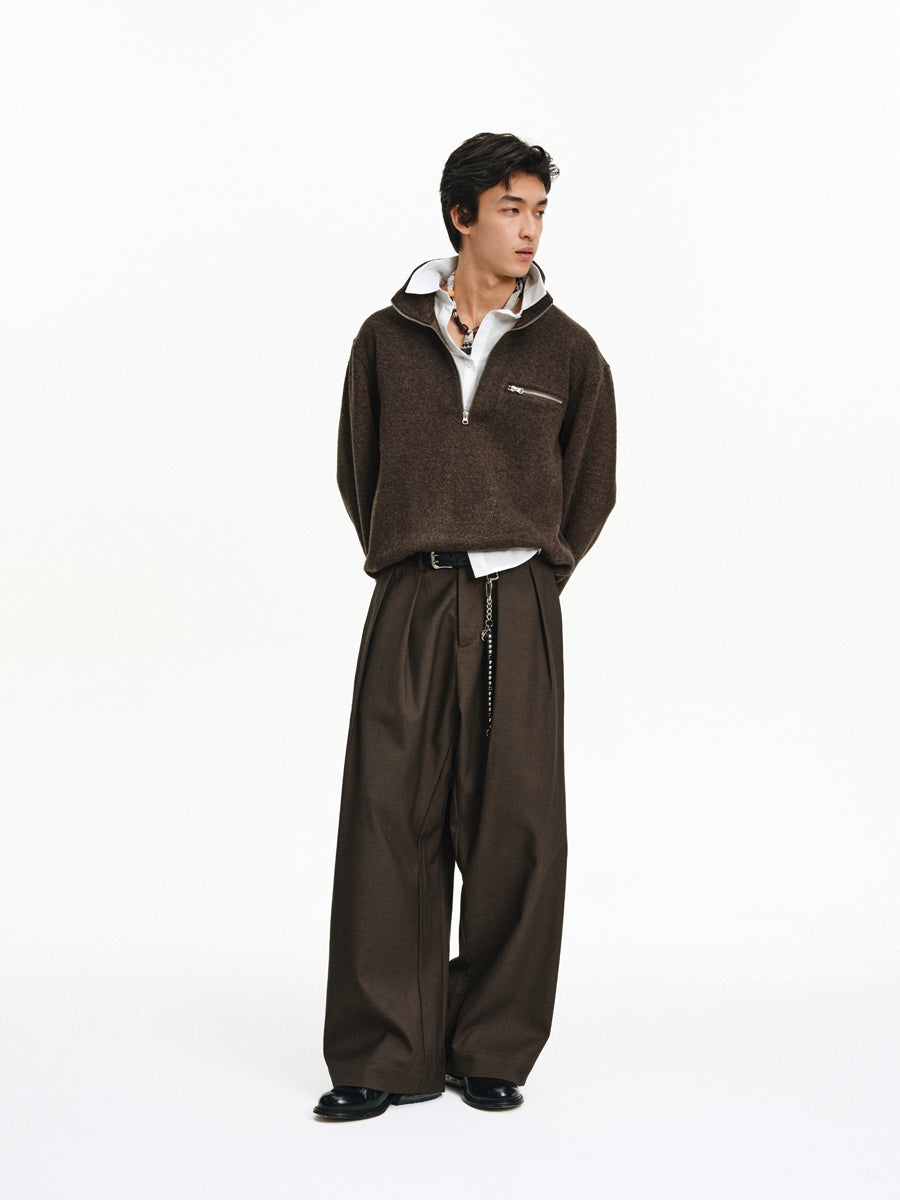 Stand Collar Zipper Shirt