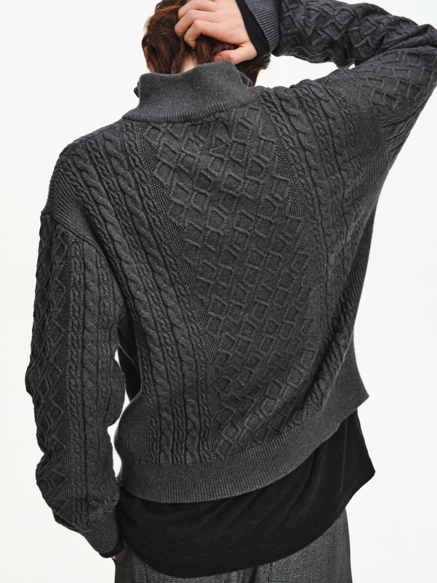 Stand Collar Half-Zip Sweater