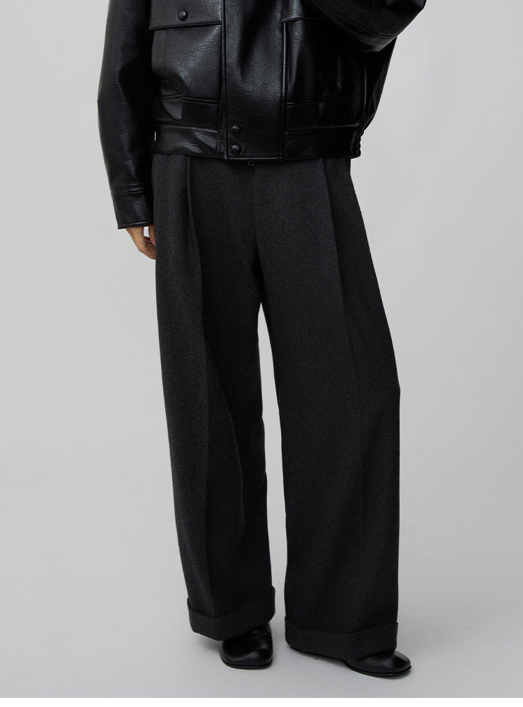 Adjustable Waist Pleated Casual Pants