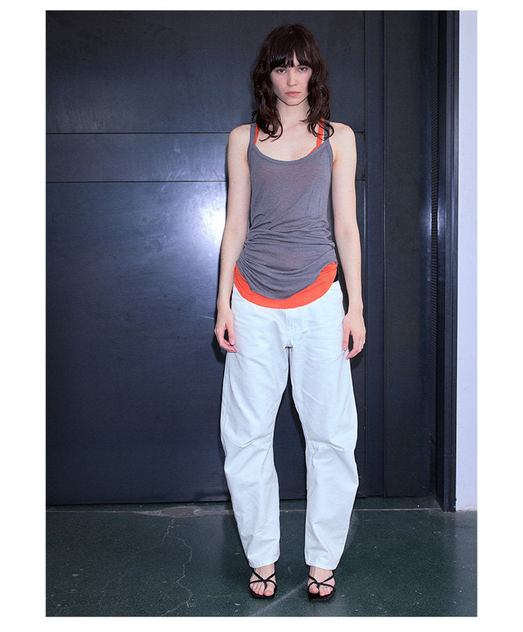 Slim Fit Pleated Curve Pants