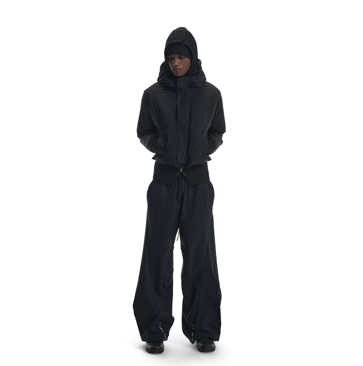 High-Waisted Hooded Water-Repellent Down Jacket