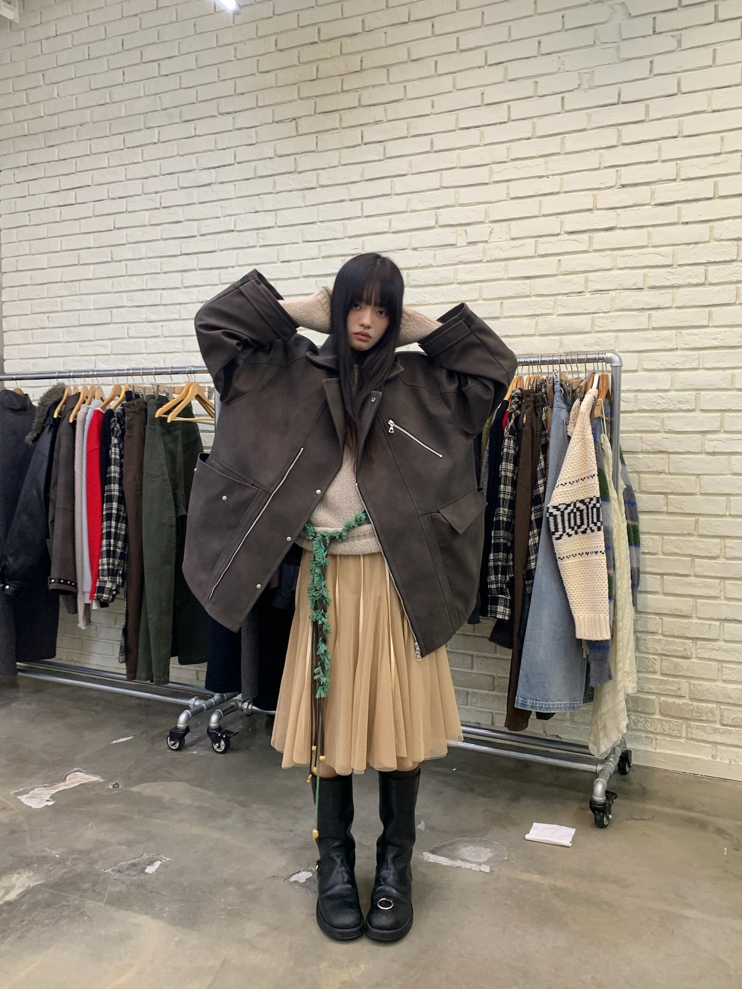 Oversized mid-length jacket