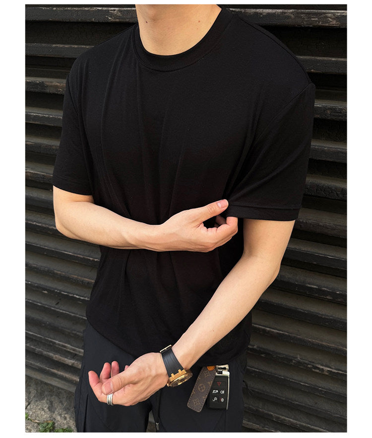 Straight-Shoulder Crew-Neck T-Shirt