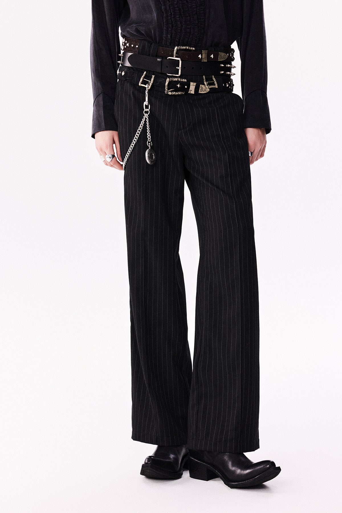 Metal Stripe Straight Casual Pants