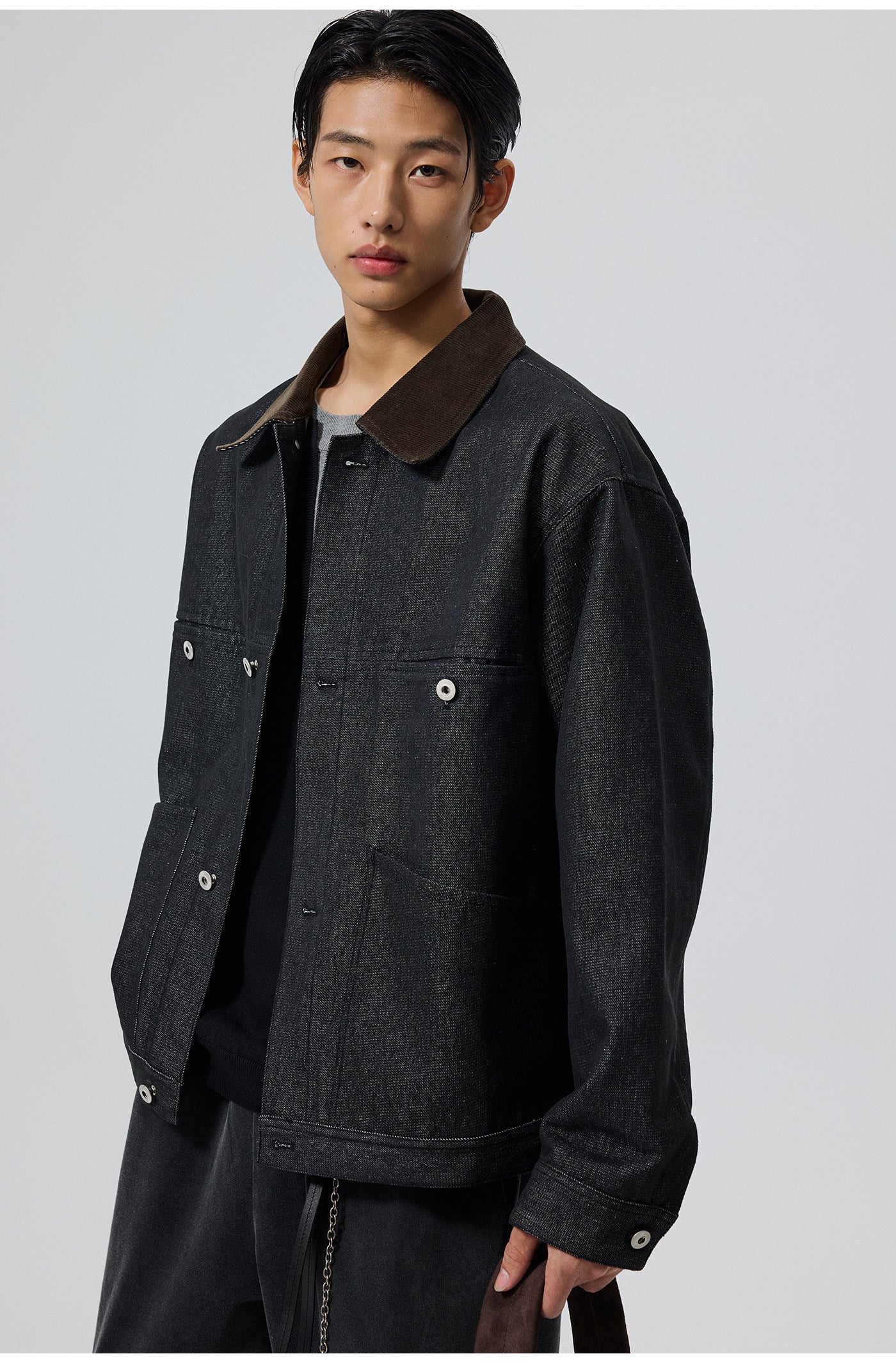 Corduroy Collar Denim Jacket