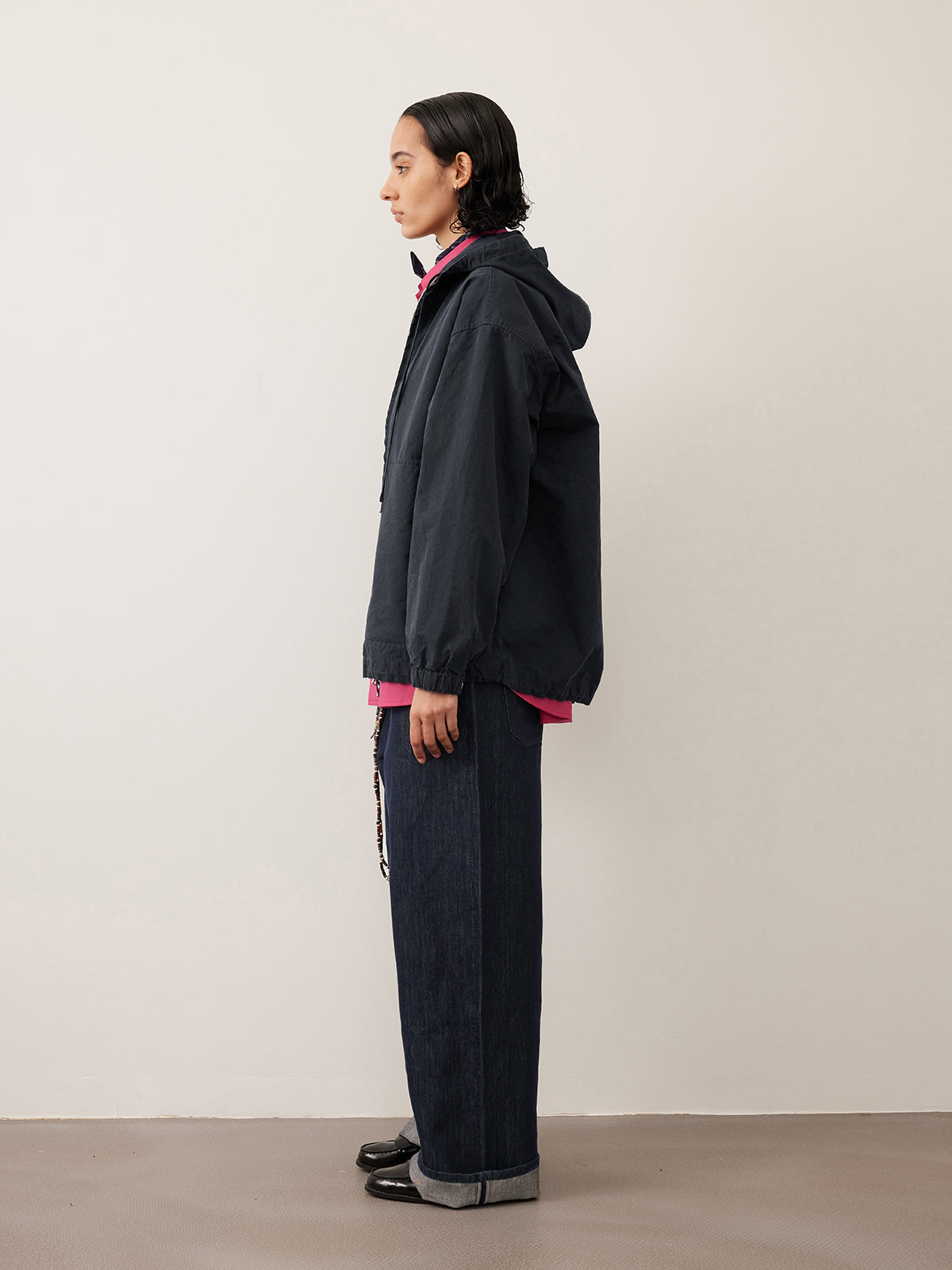 Hooded cotton zip-up jacket