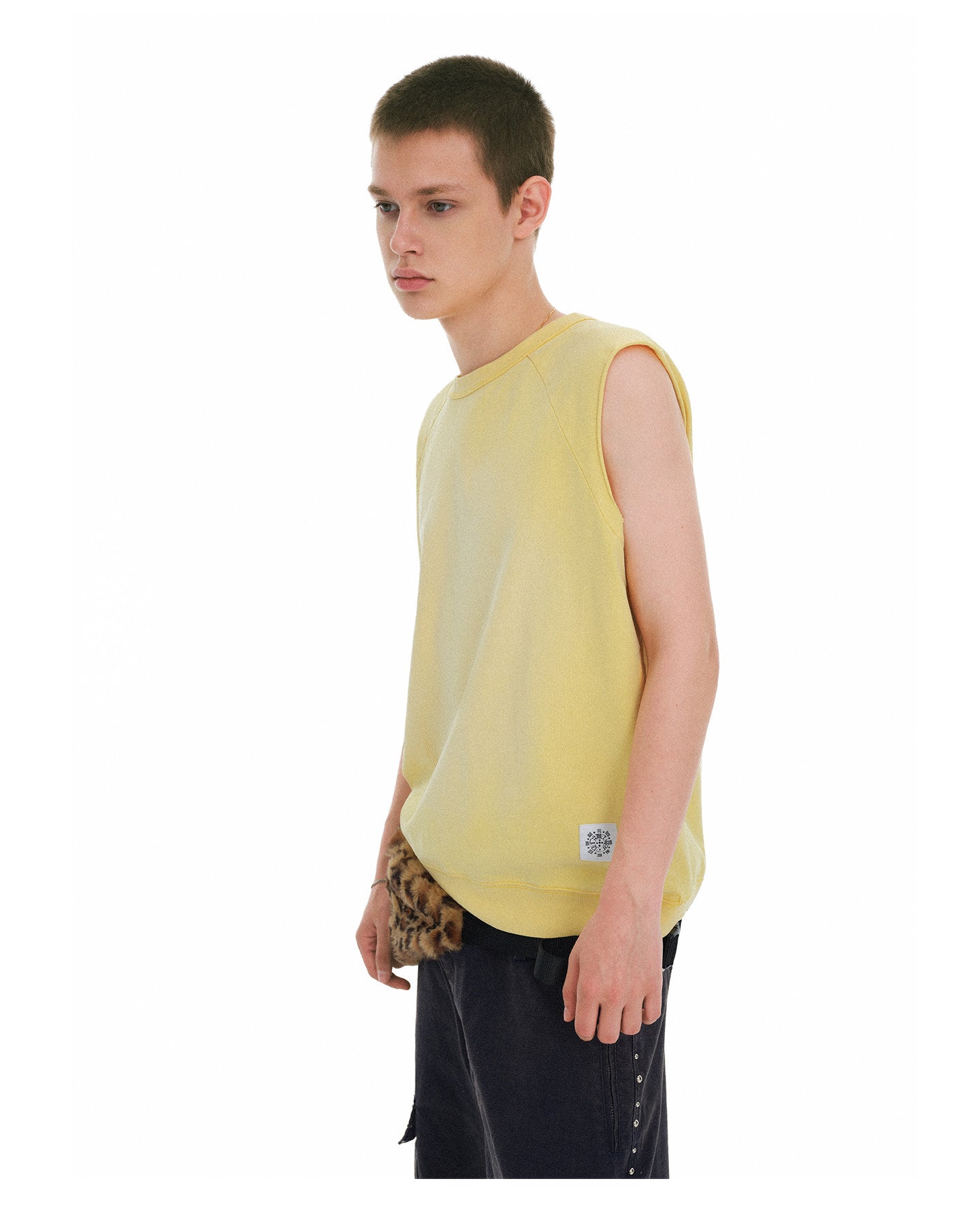 Wash-Finish Basic Embroidered Sleeveless Top