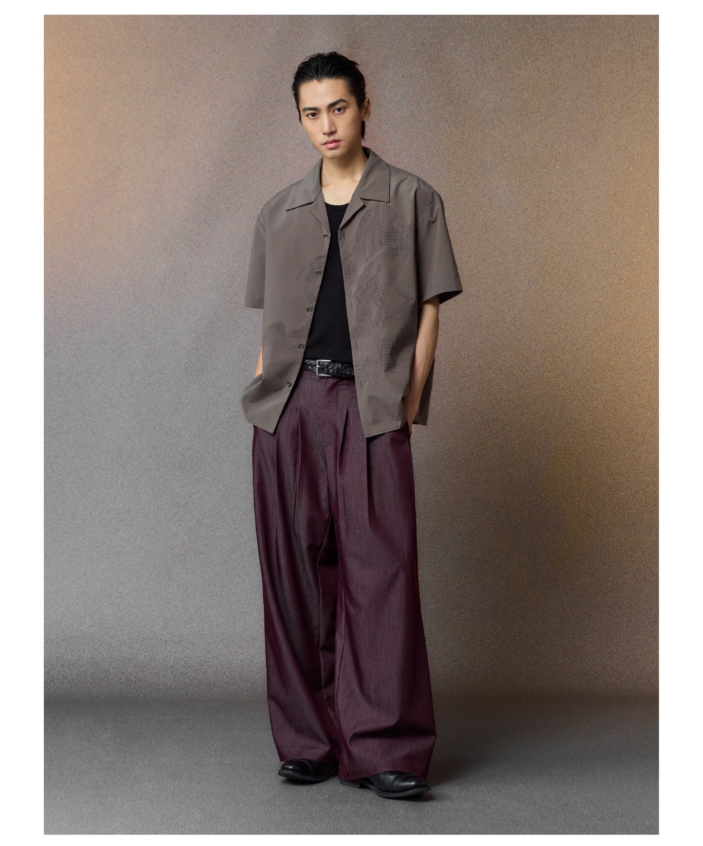 Draped Straight-Leg Pants