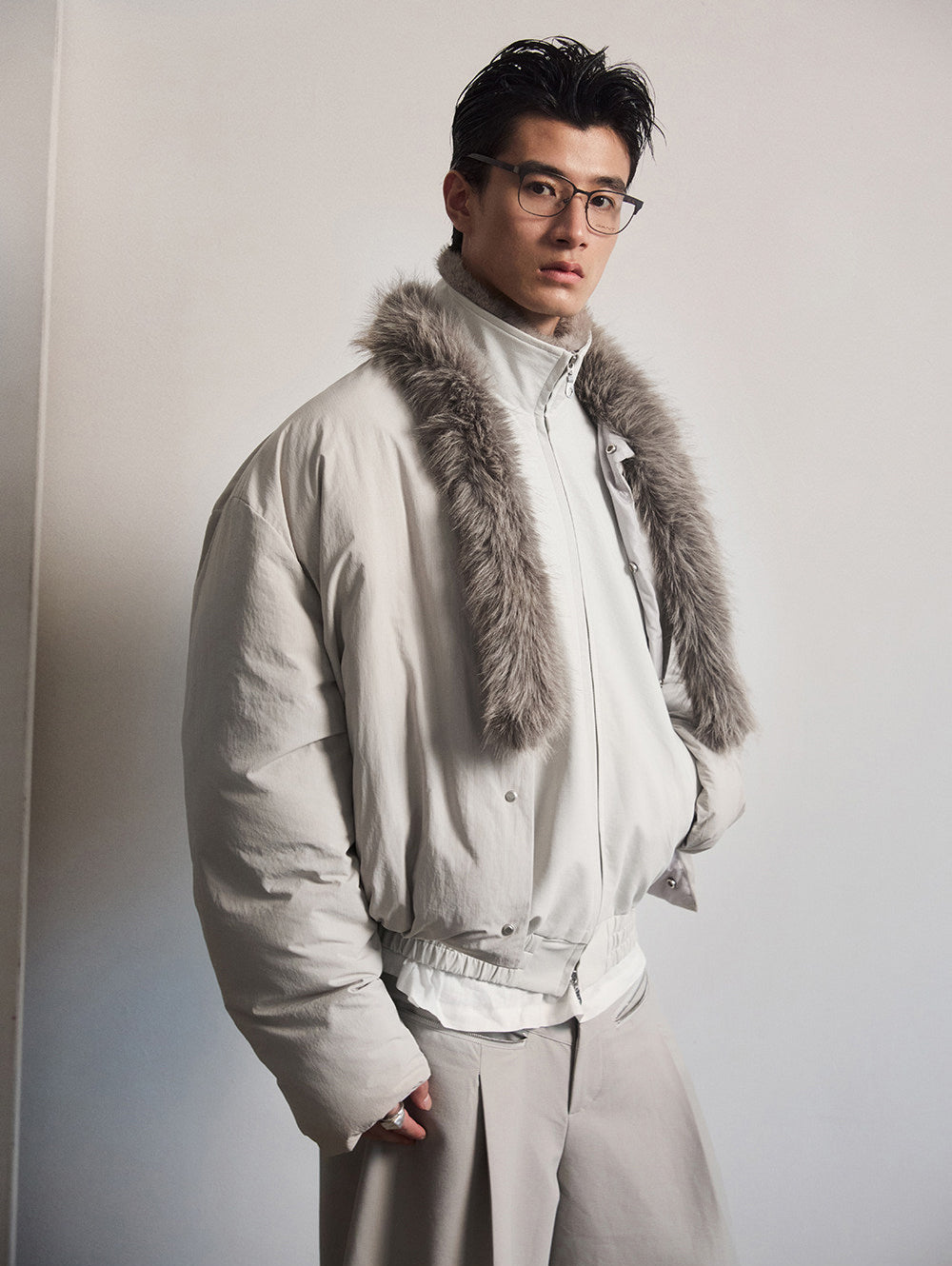 Adjustable Fur Collar Down Jacket