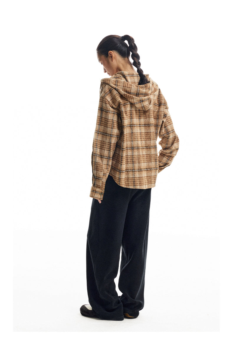 Casual Hooded Check Shirt