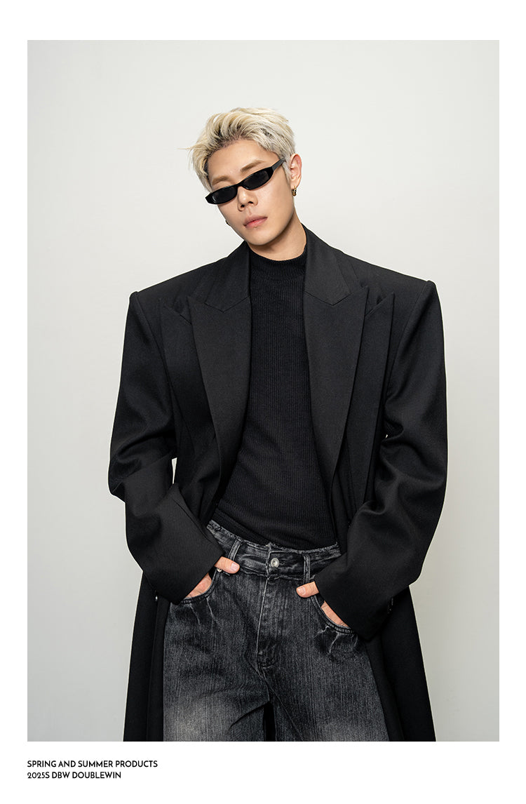 Faux Two-Piece Long Coat