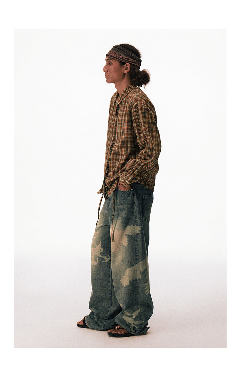 Checkered Zippered Drawstring Shirt