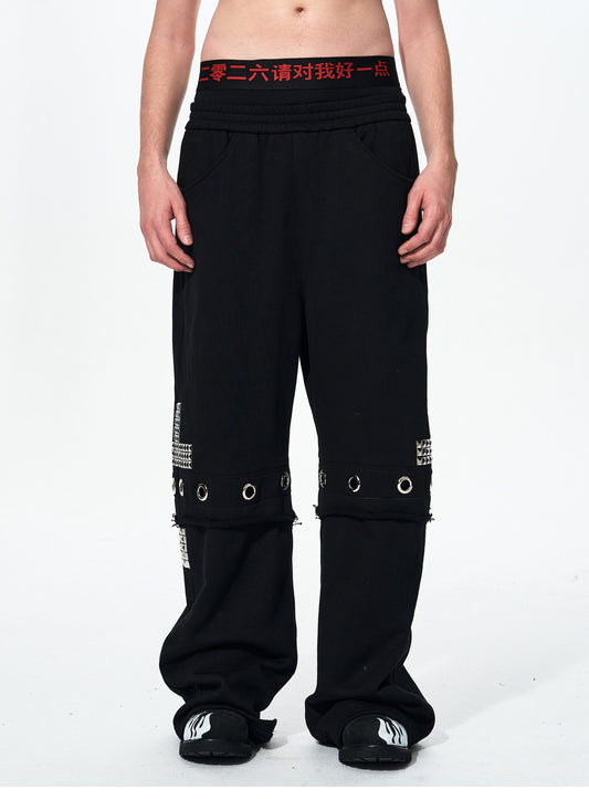 Niche Studs Faux Two-Piece Sweatpants