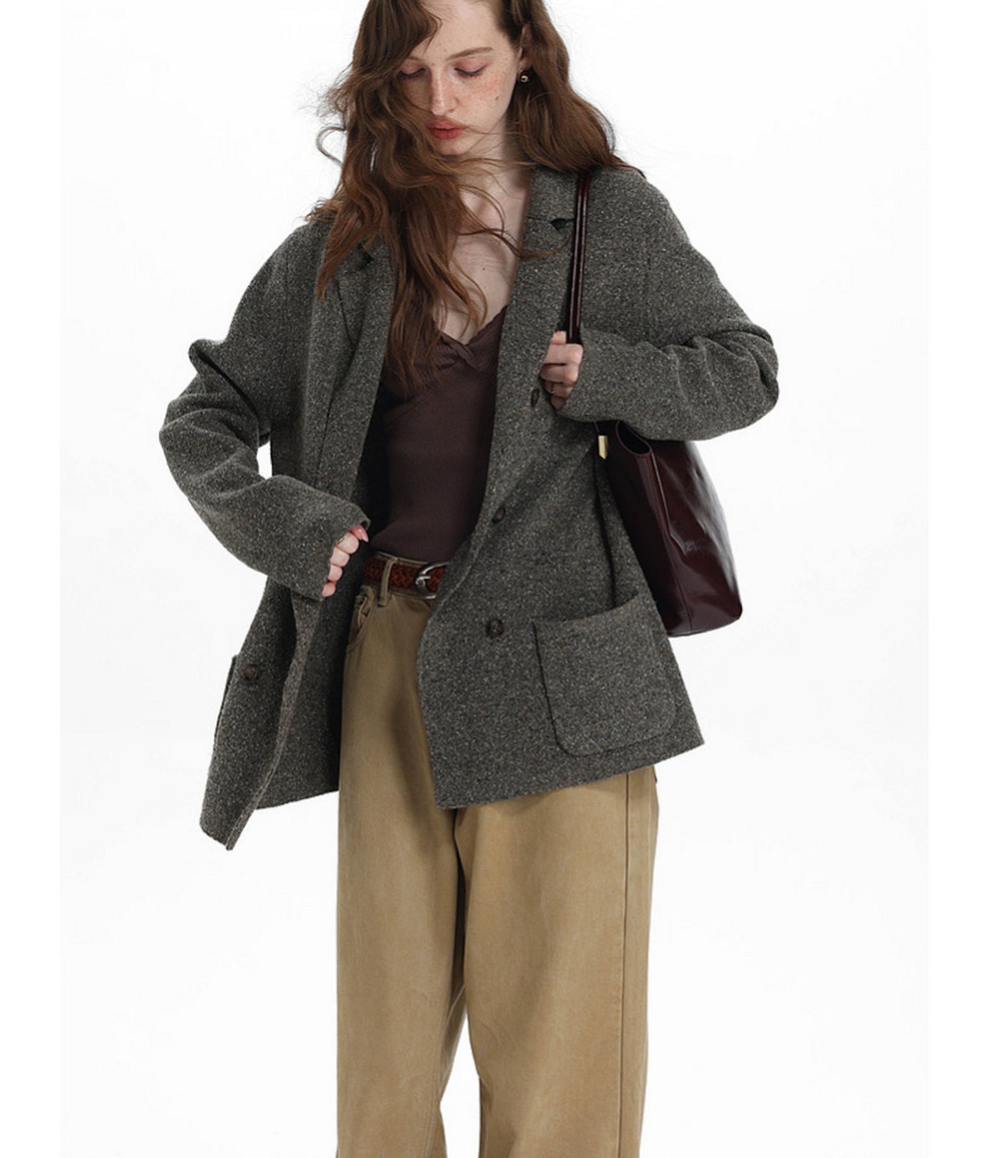 Double-Breasted Casual Knit Jacket
