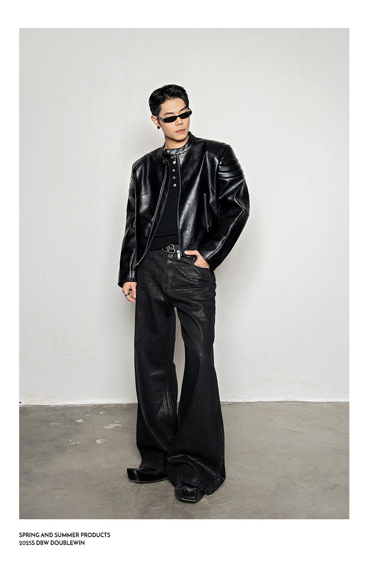 Pleated Silhouette Rider Jacket