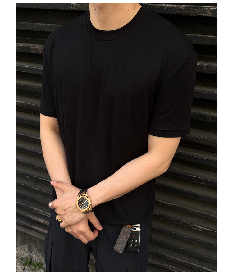 Straight-Shoulder Crew-Neck T-Shirt