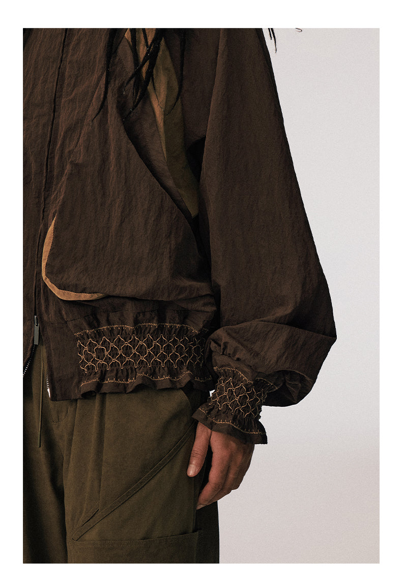 Pleated Gathered Nylon Jacket