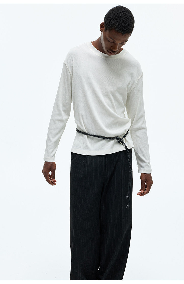 Narrow Crew Neck Basic T-Shirt