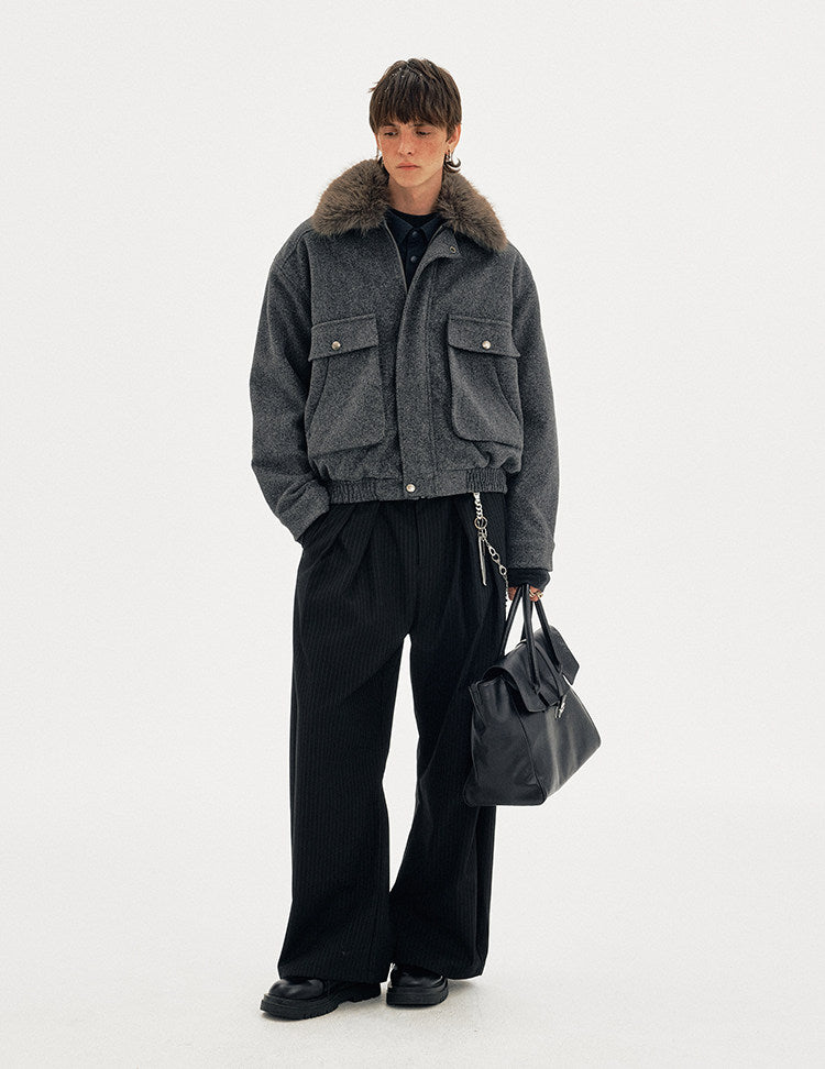 Old Money Style Fur Collar Jacket