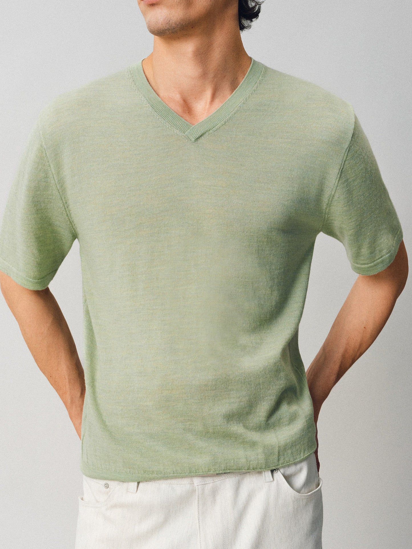 V-neck Wool Knit Shirt