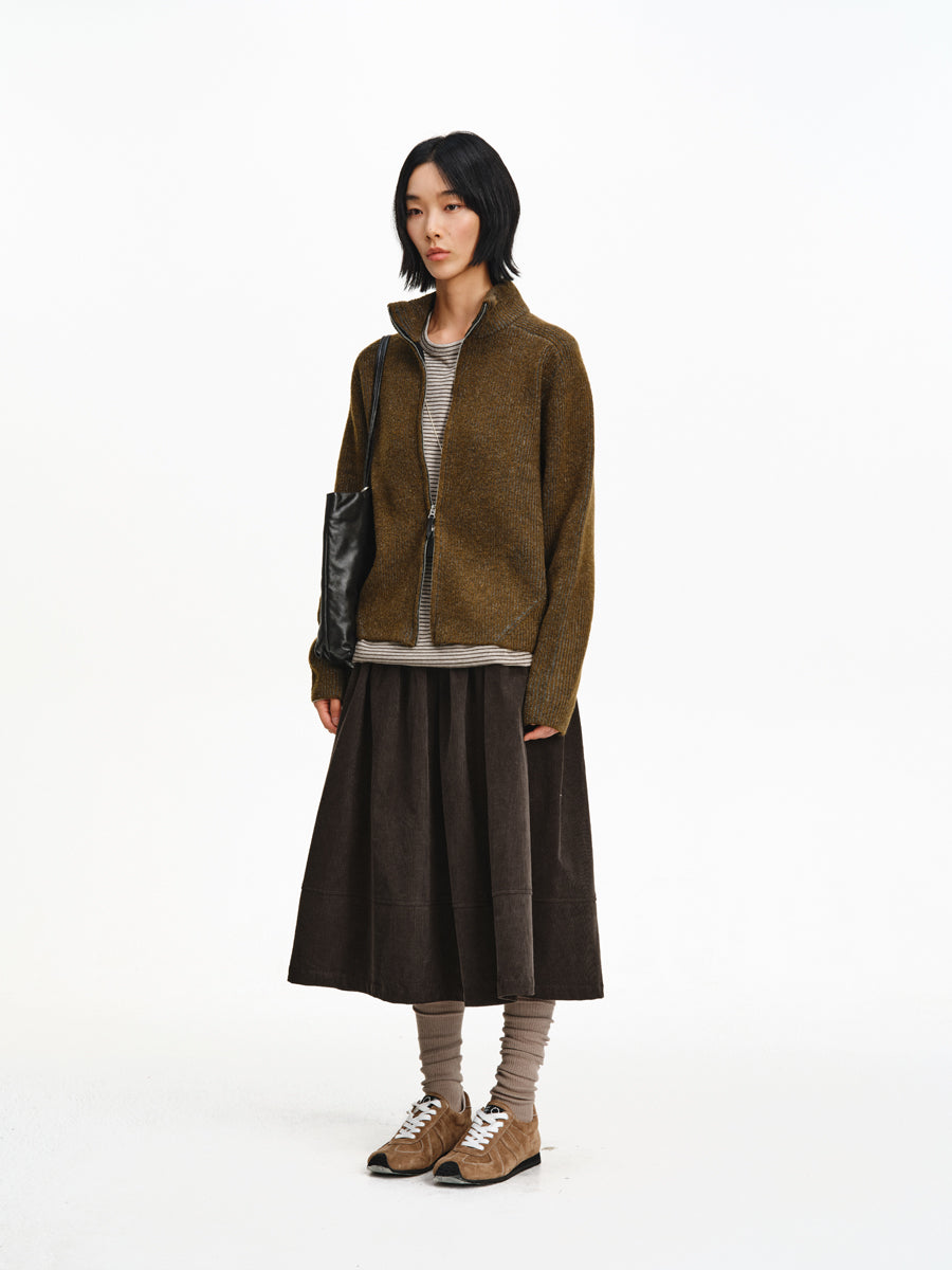 Contrast Textured Rib Cardigan