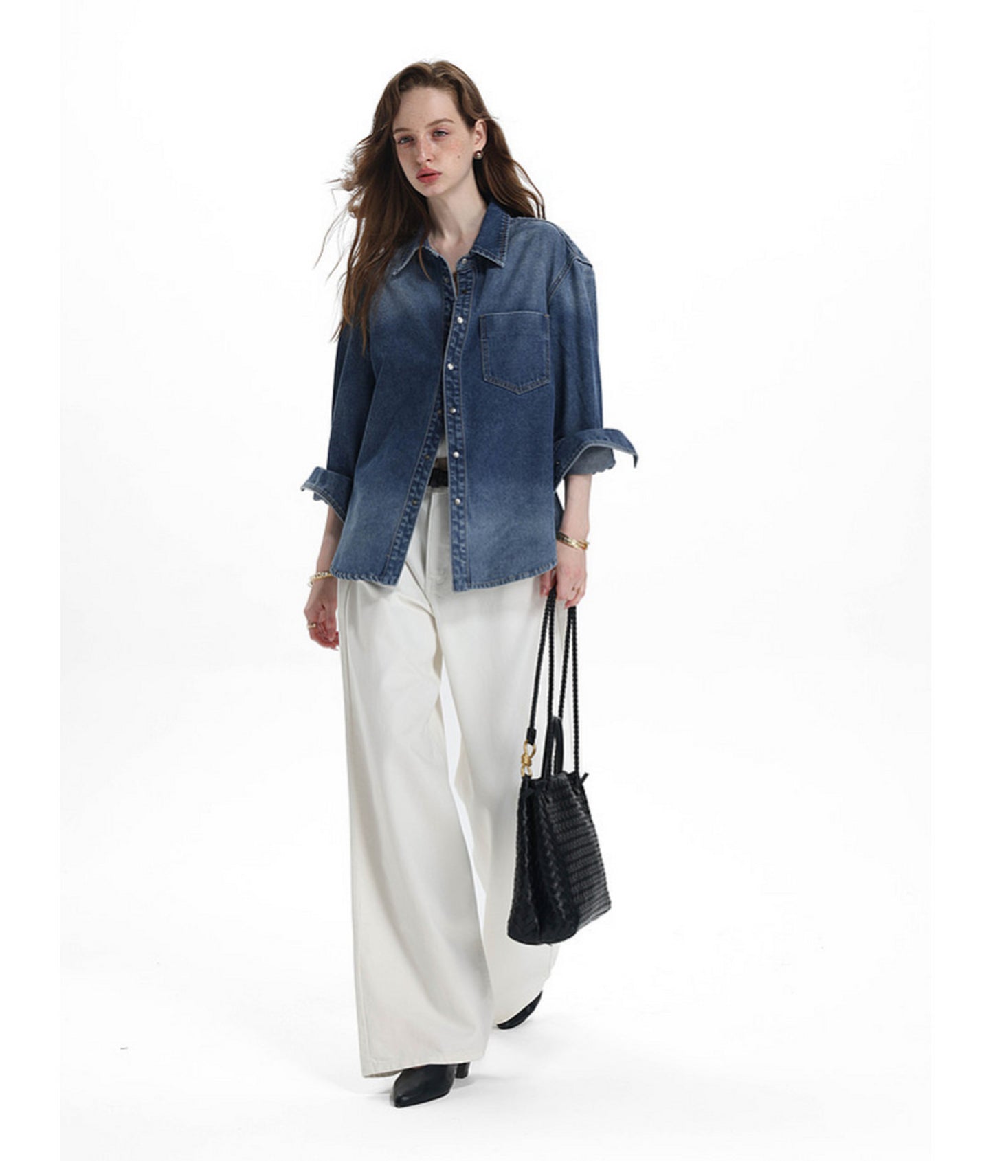 Vintage Relaxed-Fit Two-Tone Denim Shirt
