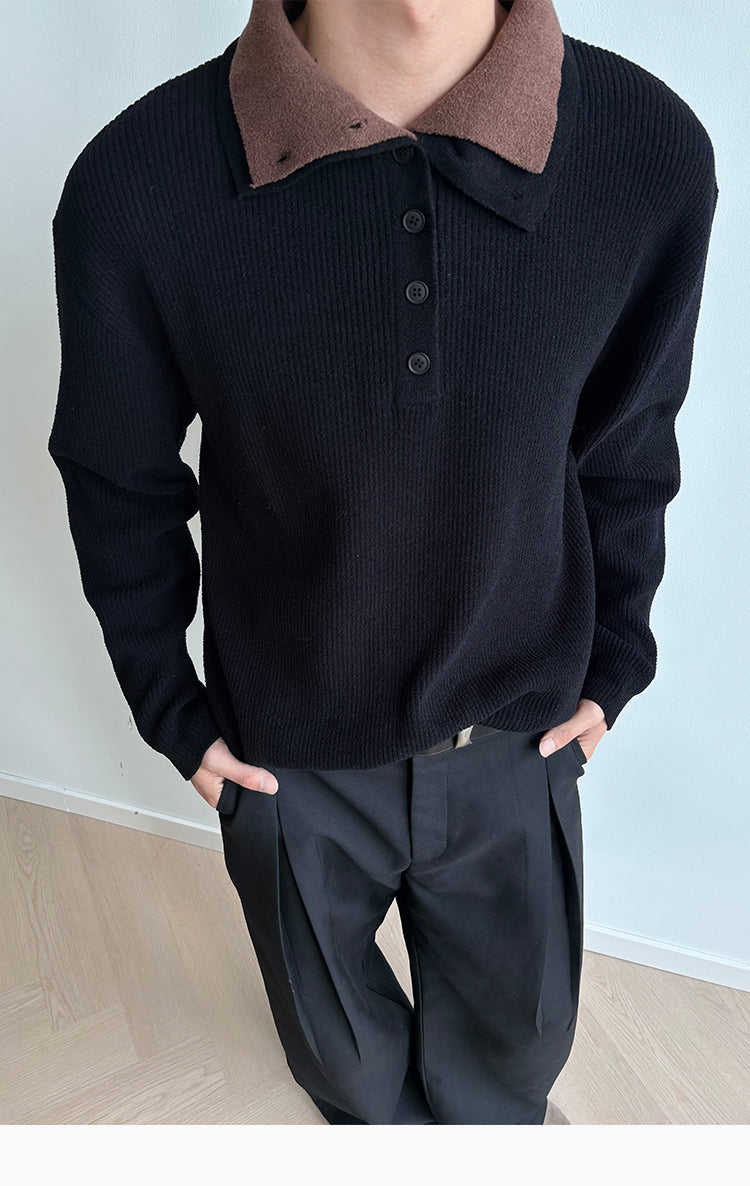 Double-Color Fake Two-Piece Sweater