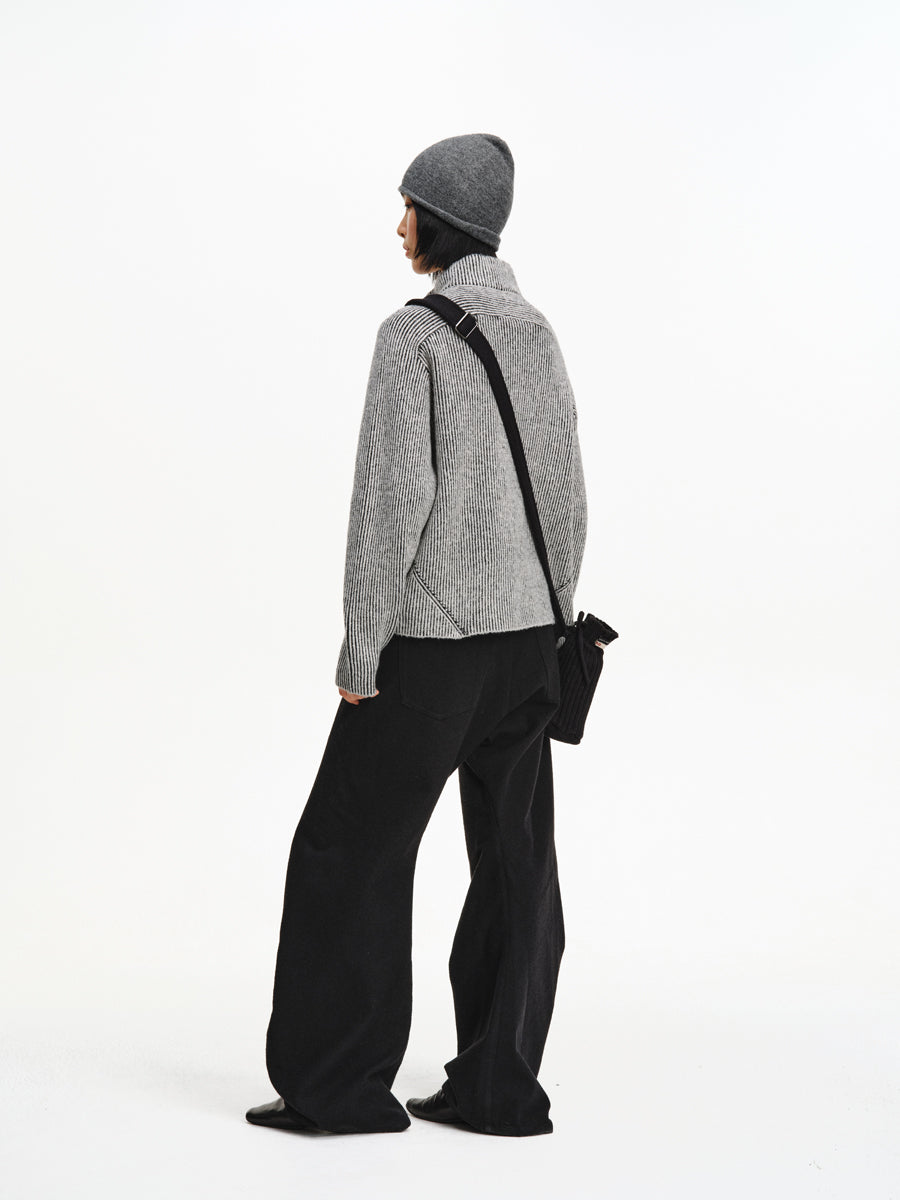 Contrast Textured Rib Cardigan