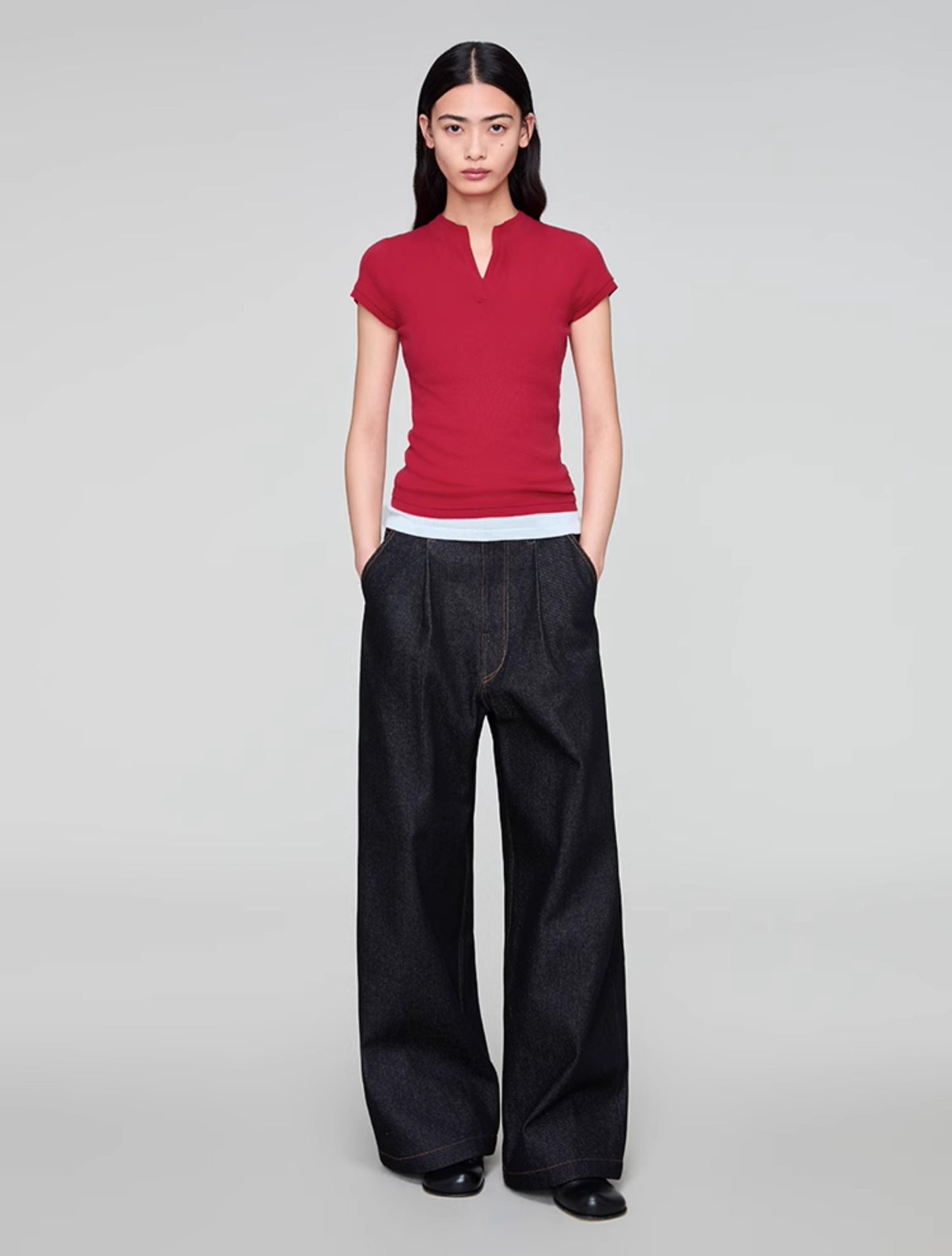 Vintage wash denim pants