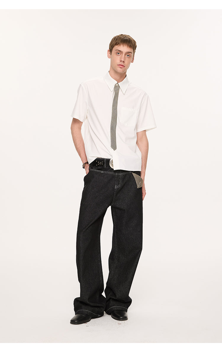 Two-pocket denim pants