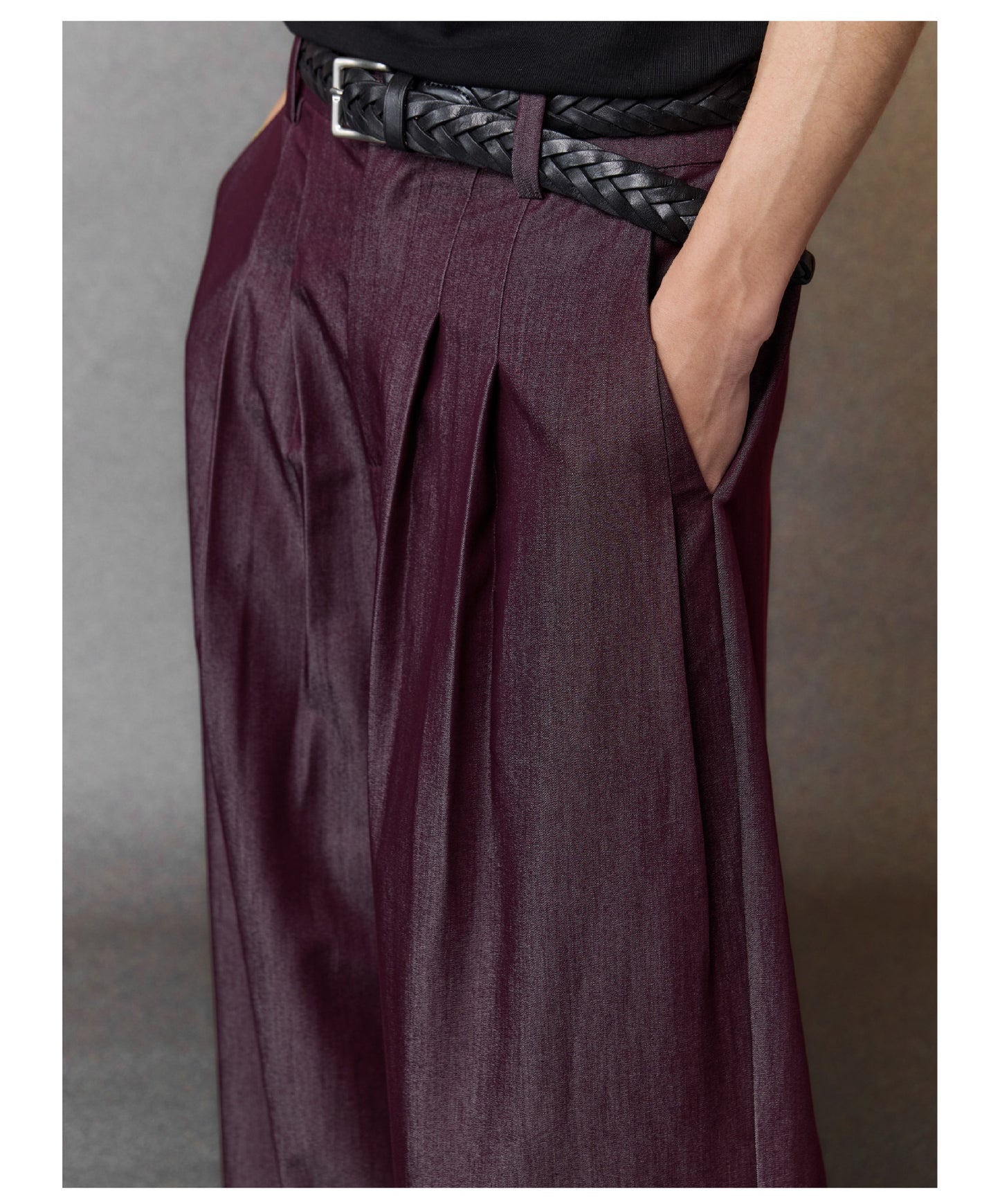 Draped Straight-Leg Pants