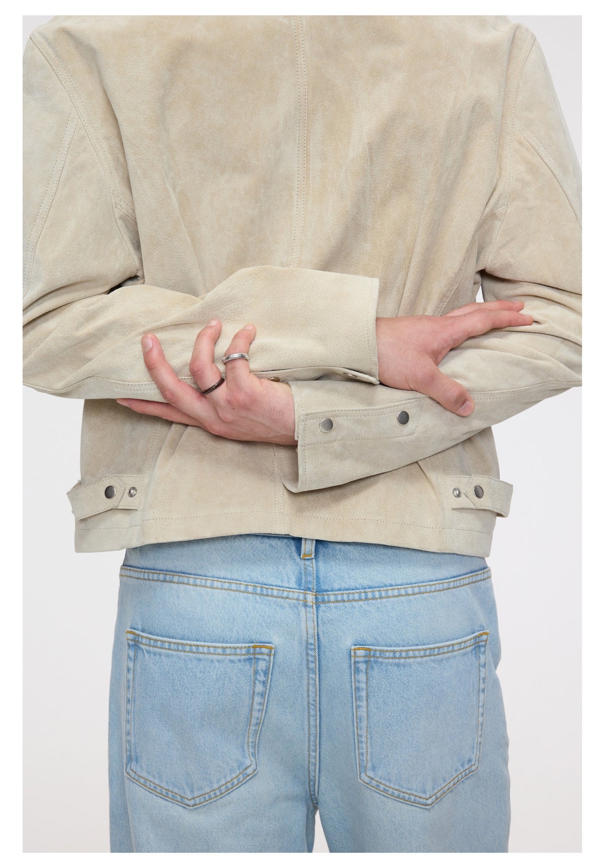 Suede Lapel Zipper Leather Jacket
