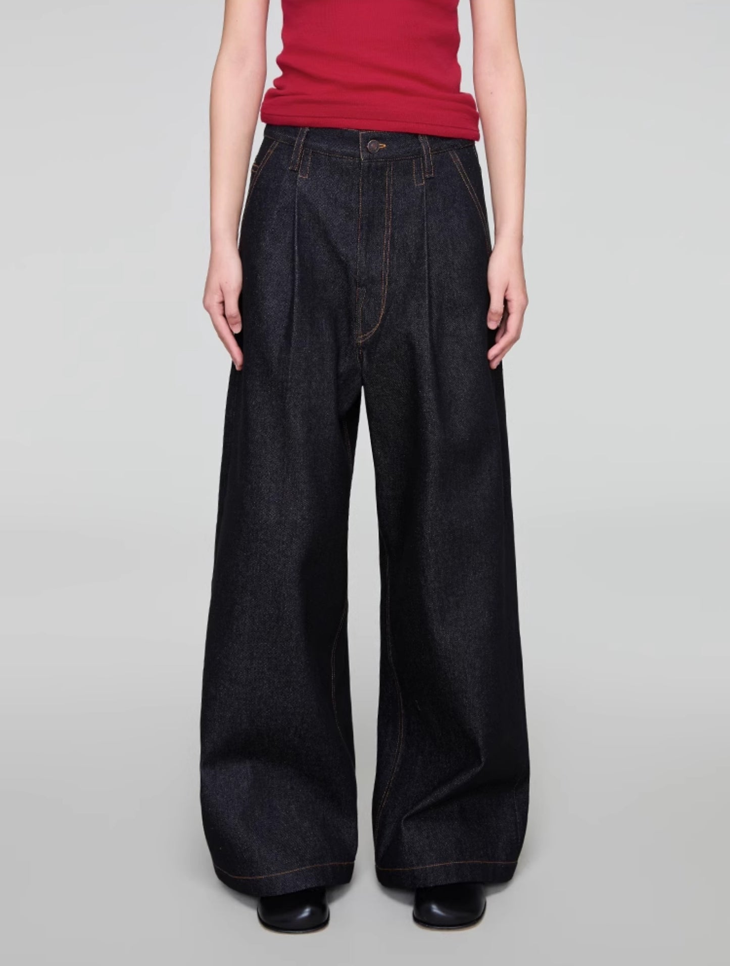 Vintage wash denim pants