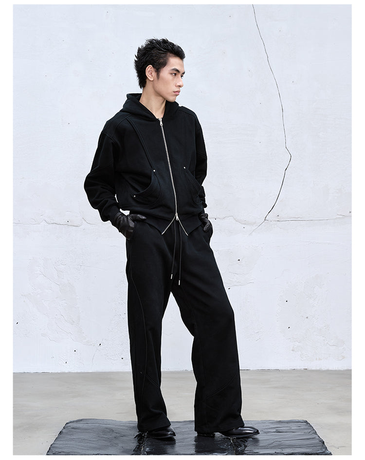 Three-dimensional cut sweat pants