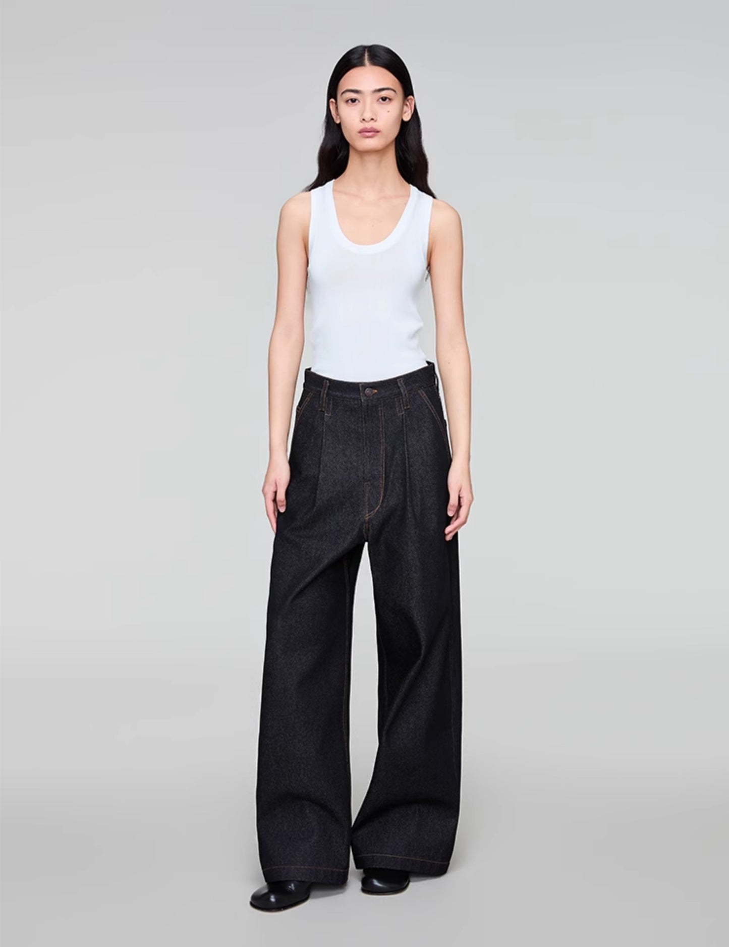 Vintage wash denim pants