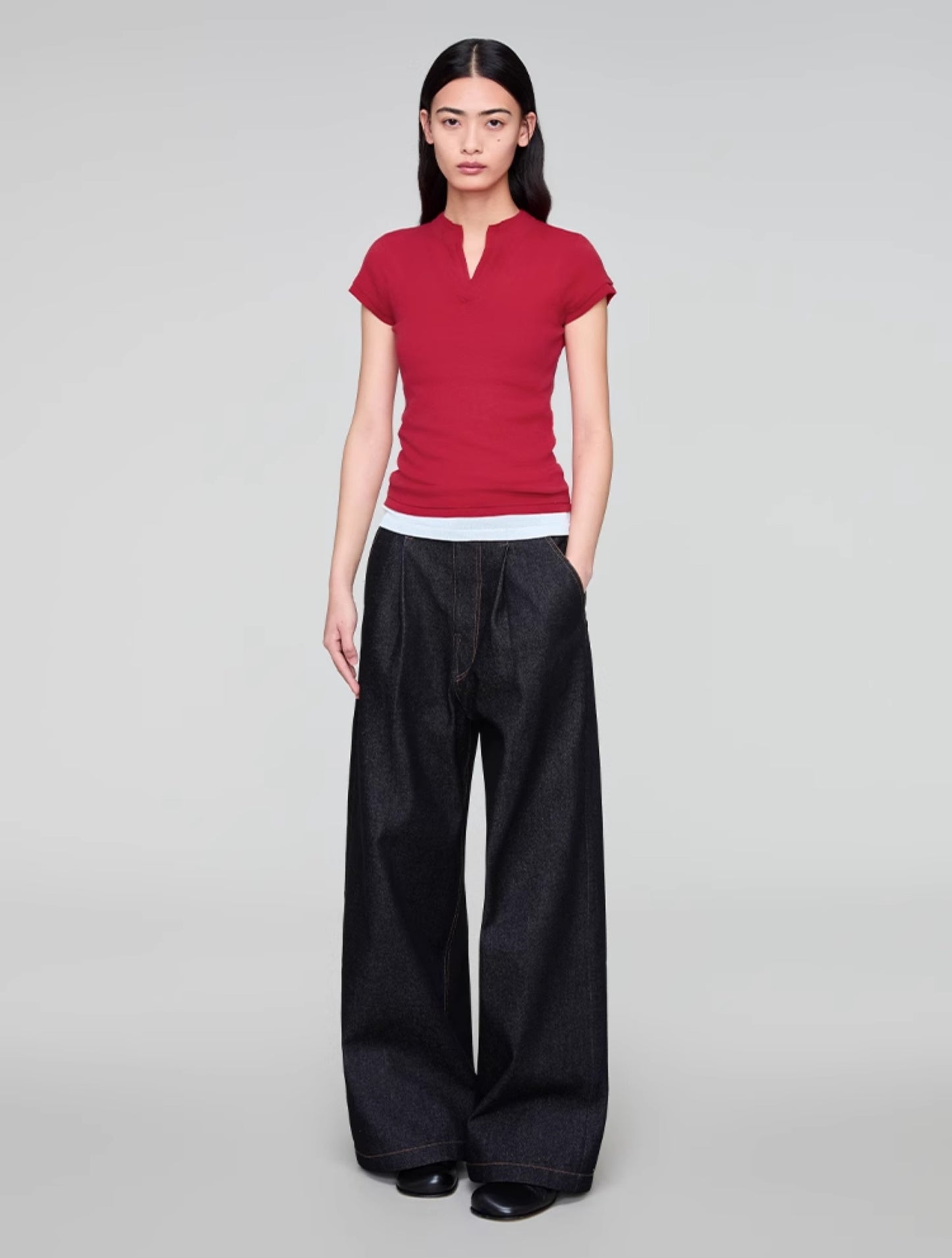 Vintage wash denim pants